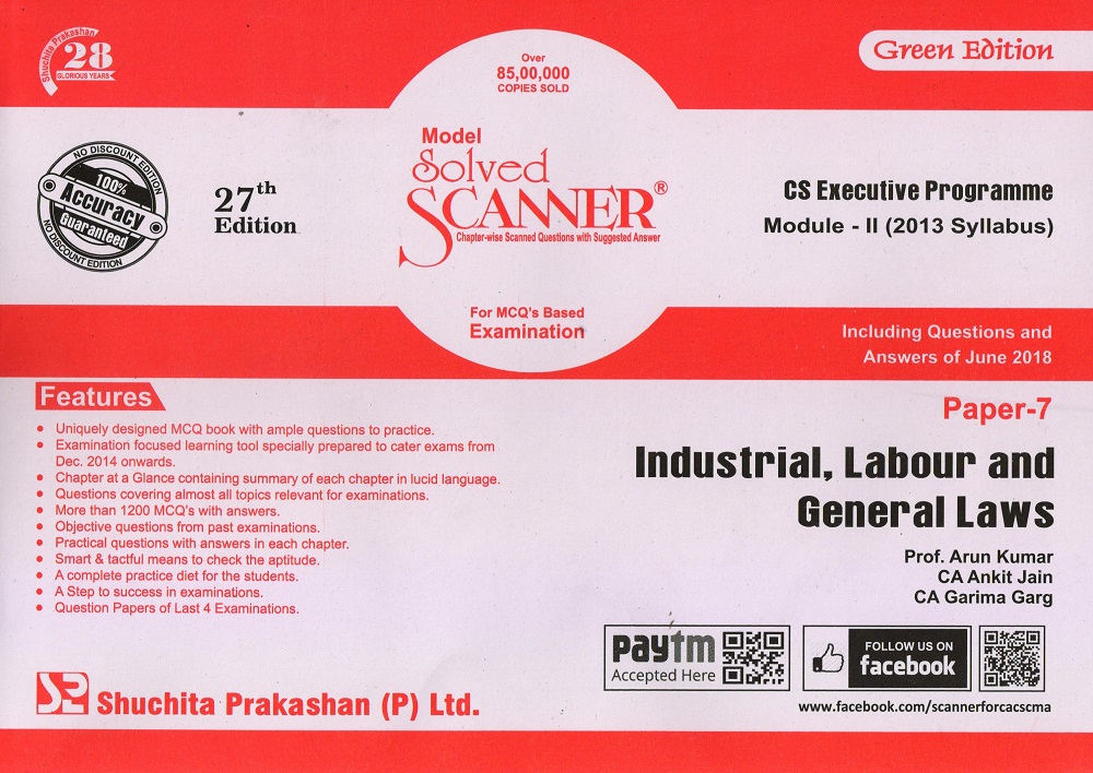 Industrial, Labour & General Laws Solved Scanner CS Executive Programme Module-2 (2013 Syllabus) Paper-7